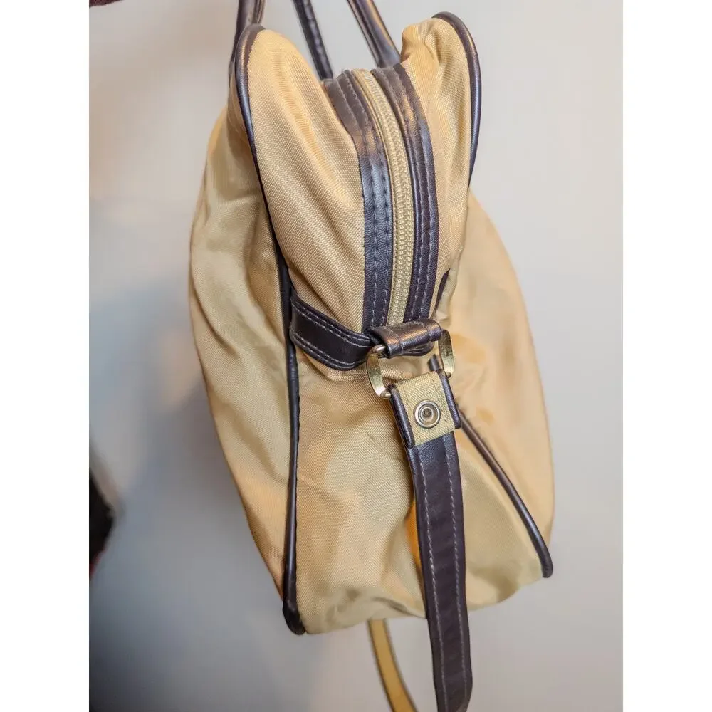 Vintage Y2K Pierre Cardin Nylon Travel Weekender Bag Brown Tan